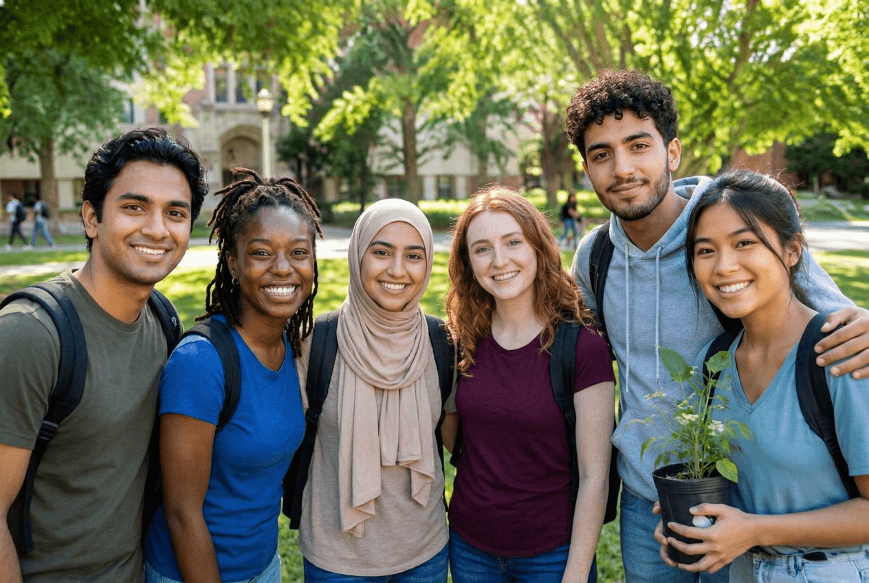 Young people working together on a community project